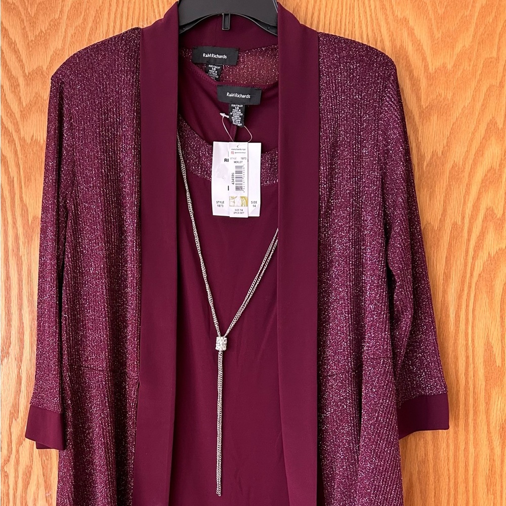 Elegant Merlot Women's 2 Piece Dress Set